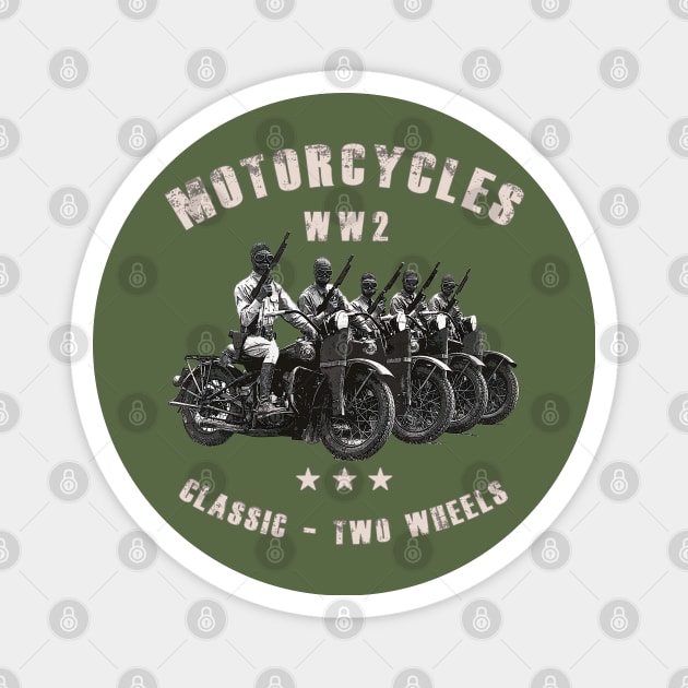 WW2 classic retro motorcycles Magnet by Jose Luiz Filho